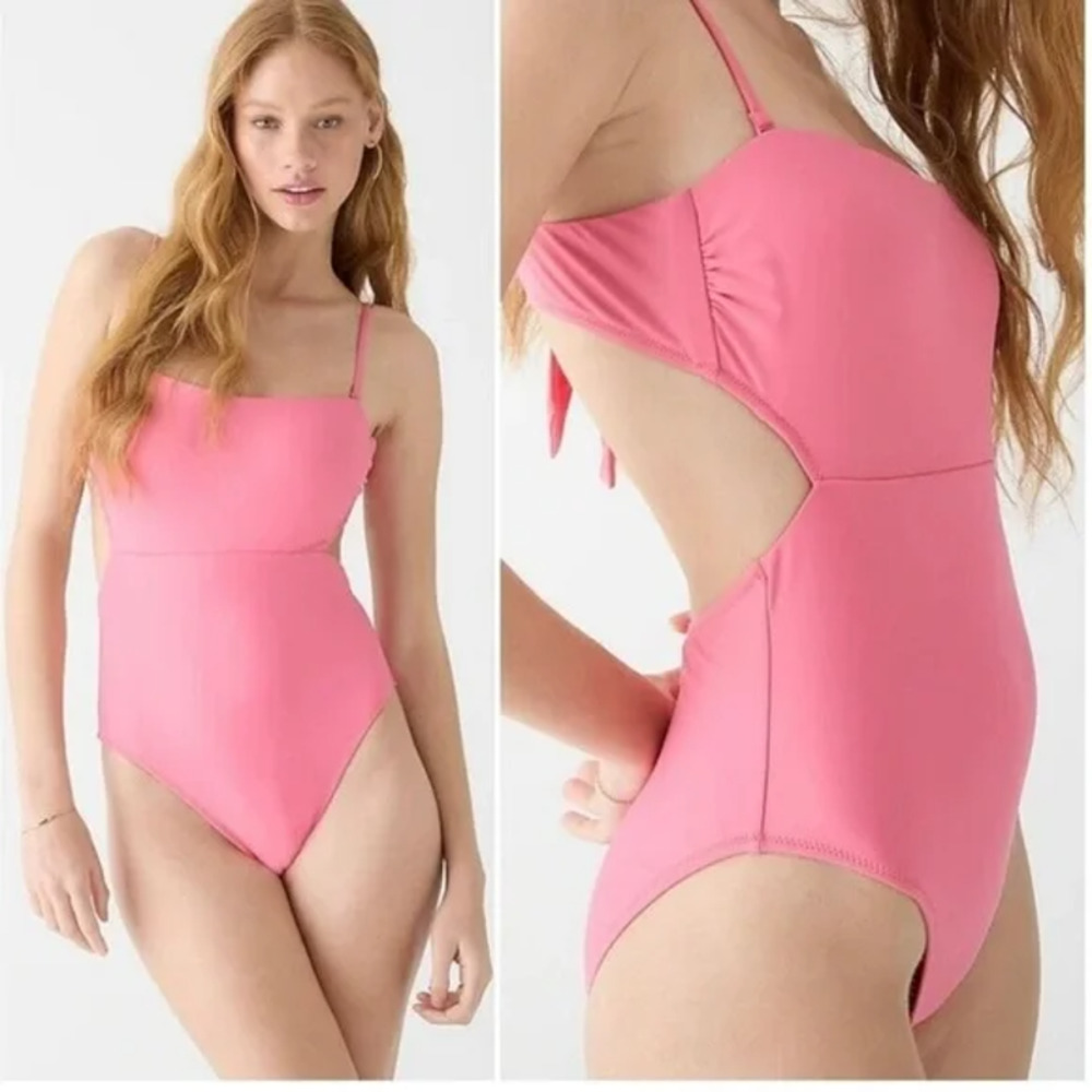 J. Crew One Piece 2 XS Tea Rose Pink Cutout Tie Backless Barbie NWT